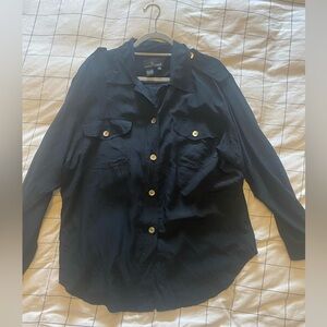 Vintage Carole Little 100% Silk blouse with shell buttons